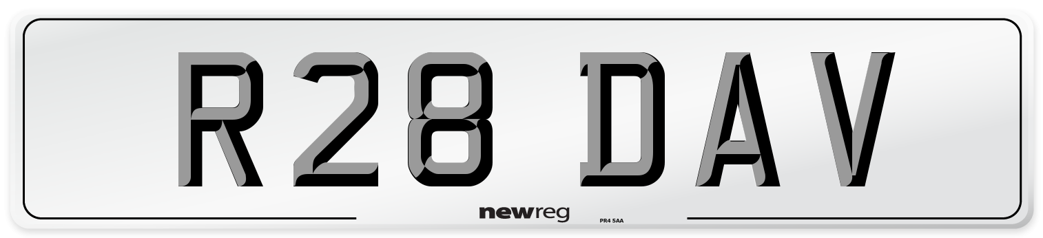R28 DAV Number Plate from New Reg